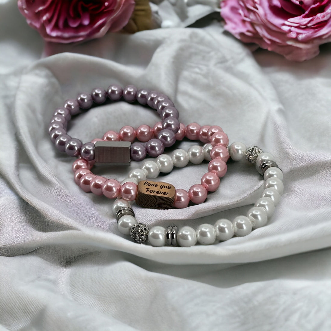 Lila Muschel 🐚 Perlen Damenarmband | 8mm Perlen