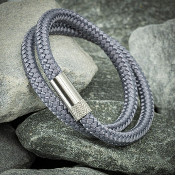 Elite-Armband Silber – Graues Seil